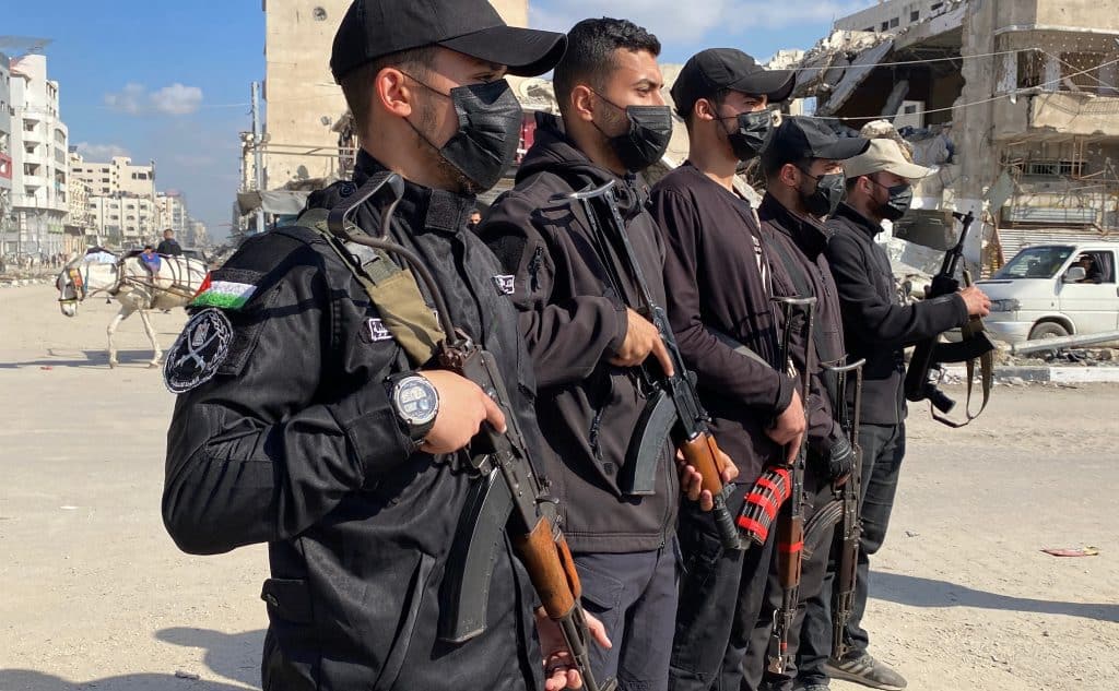 Palestinian Hamas police officers begin working to maintain security and order during the ceasefire with Israel, Gaza City, January 20, 2025. (Photo: Hadi Daoud/APA Images)
