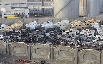 Damaged vehicles in the UAE in the wake of the strike