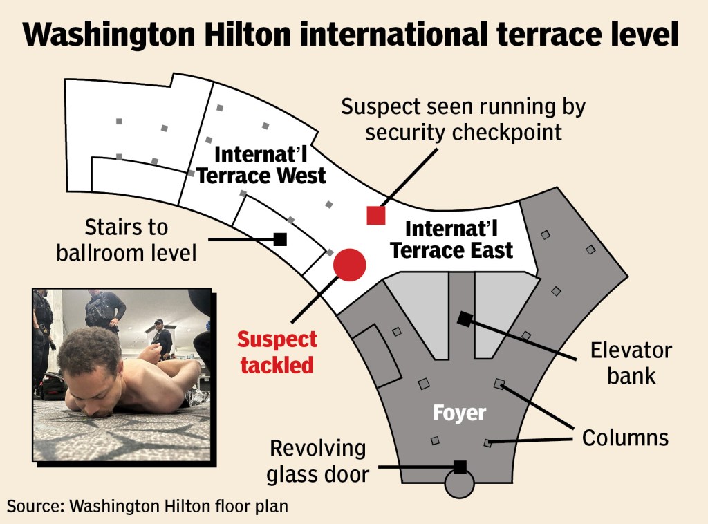 Illustration for Washington Hilton shooter map