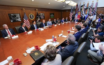 Donald Trump addresses the meeting of his cabinet on Friday
