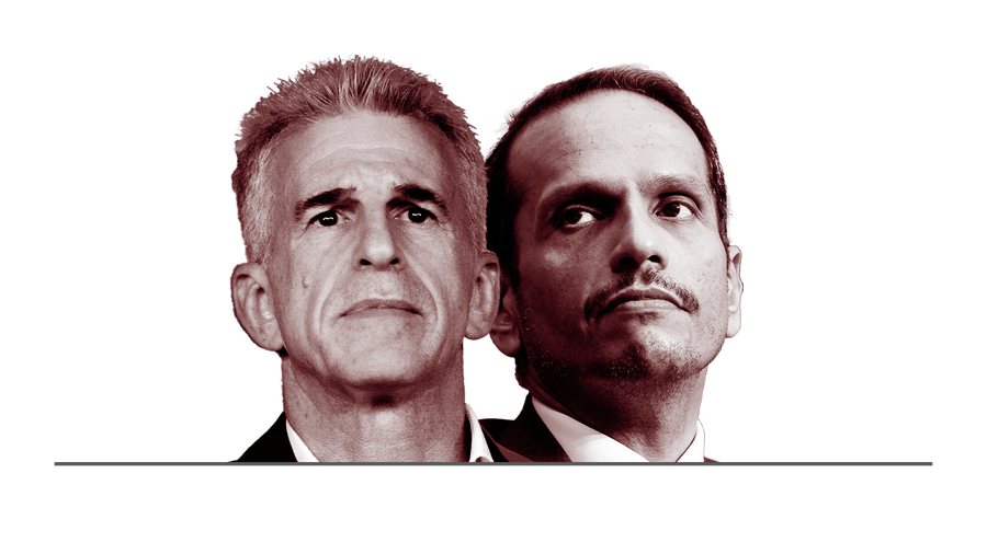 Qatar's Prime Minister Mohammed bin Abdulrahman al-Thani and Mossad Director David Barnea.